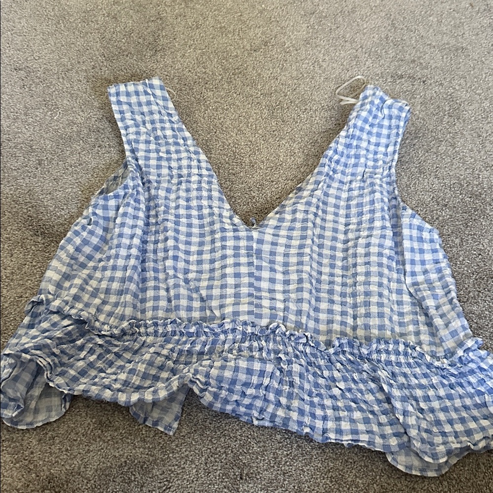 Zara Gingham Top - Light Blue - - Picture 8 of 8